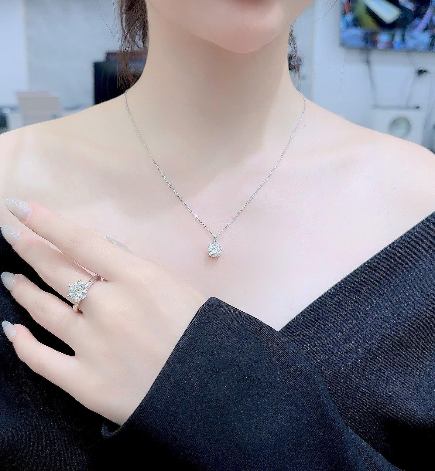 Set nhẫn và dây chuyền 1 viên chủ basic
